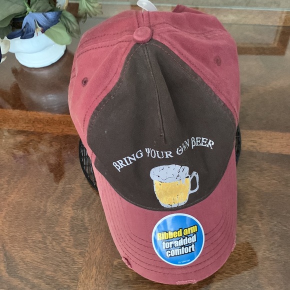 Bring Your Own Beer Baseball Cap No Clue U Vintage Sticker Mark Visor Sun Faded - Picture 11 of 12